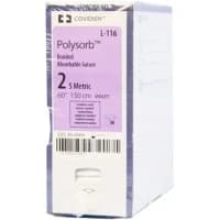 Covidien #L116, SUTURE, POLYSORB, 2, 60", VIOLET, TIES, 150 CM, 36/BX Image