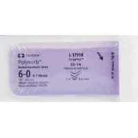 Covidien #L1791K, Suture Polysorb Vio BRD SS-14 6-0 18" 12/BX Image