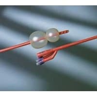 C.R. Bard #6016L22, Bardex Lubricath Coleman Model 3 Way Foley Catheter Red Latex Radiopaque 40cc, 20cc Balloons Lubricous Coatedm 12/cs Image
