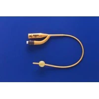 Rusch #180003080, Rusch Gold Indwelling Catheter, Gold Pediatric Siliconized Coated Foley - 2-Way, 3 mL, 8 Fr, 12, 10/CS Image