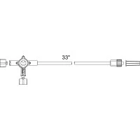 Smiths Medical #MX423L, 4-Way Stopcock with 33" Standard Bore Extension Tubing, Male Luer Lock, 50/CS Image