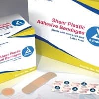 Dynarex #3608, Bandage Adhesive Sheer Spot Jr 3/8x1-1/2" Flexible Flesh 100/Bx, 36 BX/CA Image Dynarex #3608, Bandage Adhesive Sheer Spot Jr 3/8x1-1/2" Flexible Flesh 100/Bx, 36 BX/CA Image
