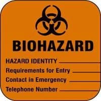 Grainger #8ACV4, Label Brady Biohazard English 4x4" Adhesive Orange 100/Pk Image Grainger #8ACV4, Label Brady Biohazard English 4x4" Adhesive Orange 100/Pk Image