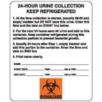 Phlebotic #6462, Labels 24HR Urine Collection Instructions 250/Rl Image Phlebotic #6462, Labels 24HR Urine Collection Instructions 250/Rl Image